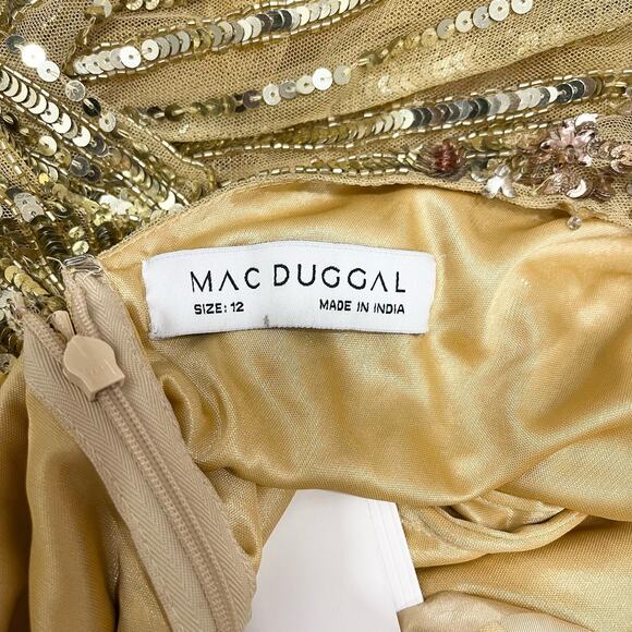 MAC DUGGAL 5223 Sequin & Floral Embellished Evening Gown Champagne 12 NEW - Picture 8 of 10